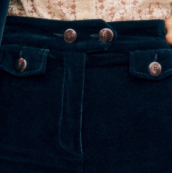 Sezane Florentino Velvet Trousers - Navy - Picture 4 of 6